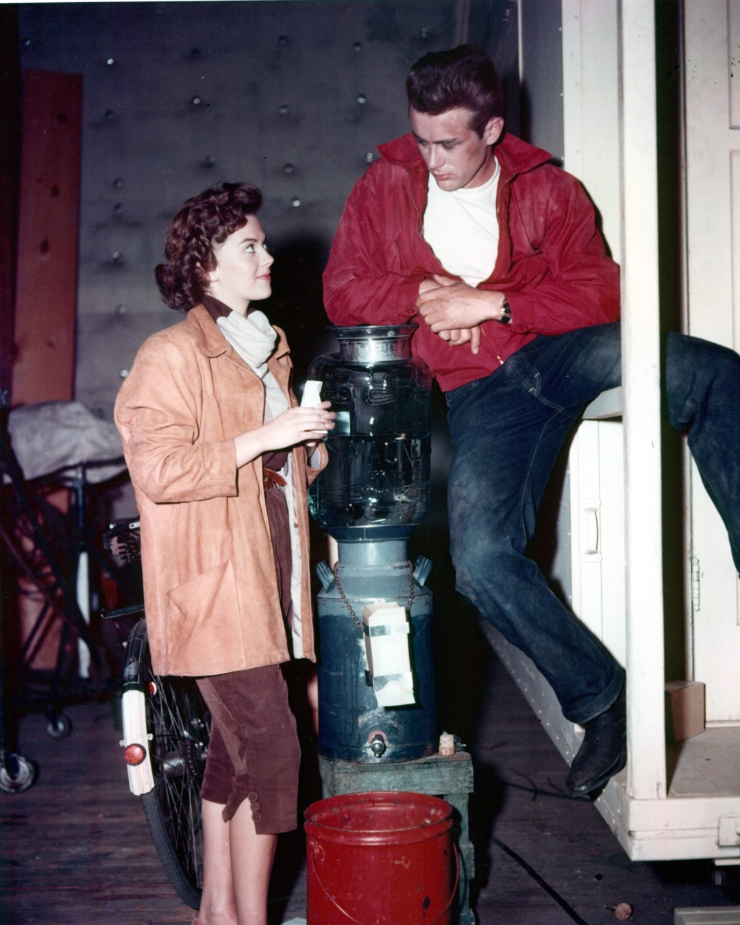 Natalie Wood talks with James Dean on set of the film 'Rebel Without A Cause', a classic film that set the 'good girls like bad boys' trope in motion